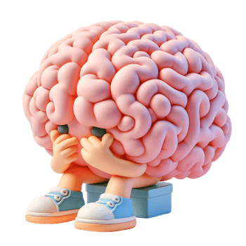 Overworked and tired cartoon brain png