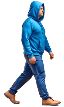 Man in Blue Hoodie Walking Forward png