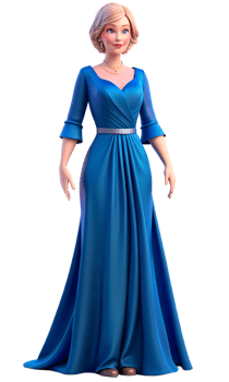 Elegant Woman in Blue Evening Gown png