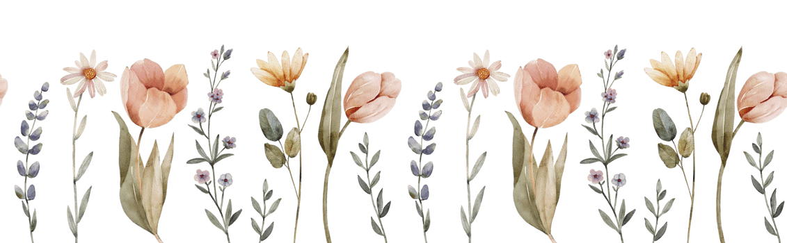 Seamless pattern with watercolor delicate flowers. Hand drawn illustration. png