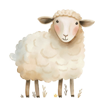 Cute sheep in the meadow. Watercolor illustration for kids design png