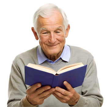 Elderly Man Reading Book png