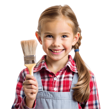 Girl Holding Paintbrush png