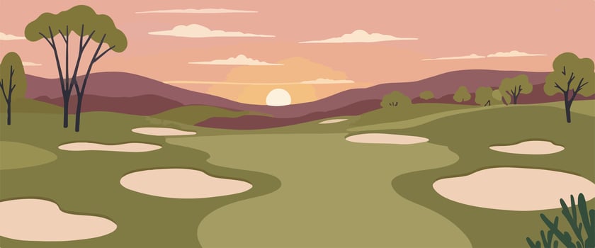 Morning Golf Course Landscape vector