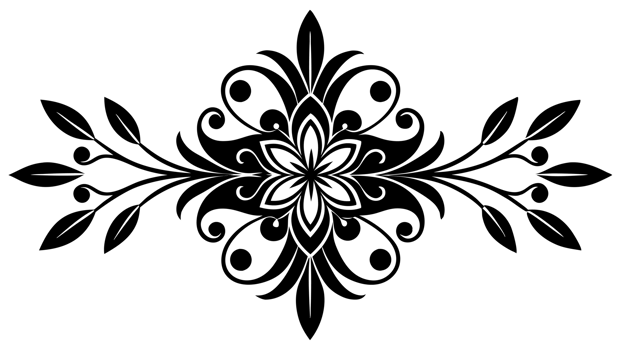 graphic with a black elegant plant ornament on an isolated background png