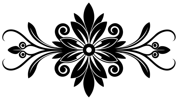 graphic with a black elegant plant ornament on an isolated background png