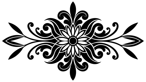graphic with a black elegant plant ornament on an isolated background png