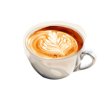 A Cup of Cappuccino Coffee Drink No Background Perfect for Print on Demand T Shirt Design Merchandise Image png