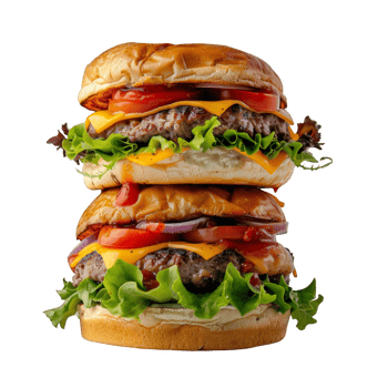 stack of burgers transparent background png