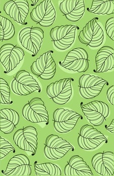 green wallpaper with leaf line art vector