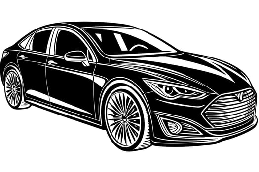 Tesla Model S Car Illustration with White Background Cartoons, Clipart And Line Art, illustration of Tesla Car Model S with white background cartoon, clipart, and line art design. vector