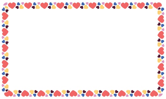 Hand drawn flat design hearts border and frame vector
