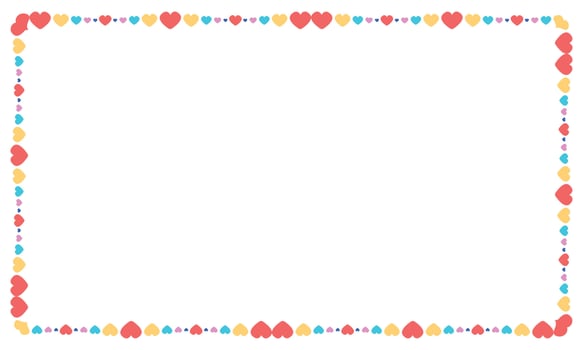 Hand drawn flat design hearts border and frame vector