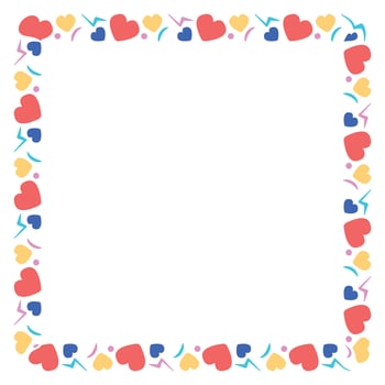 Hand drawn flat design hearts border and frame vector