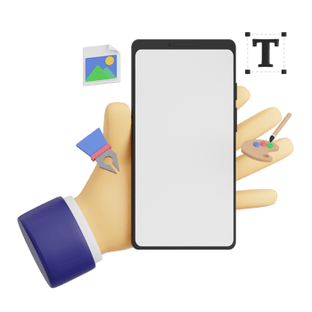 3d render hand gesture holding smartphone with white space screen for mockup with Graphic Design concept. Transparent background illustration png