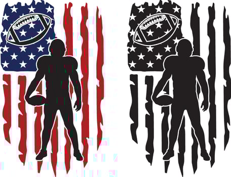 Football and American Flag, US Flag, America Flag vector