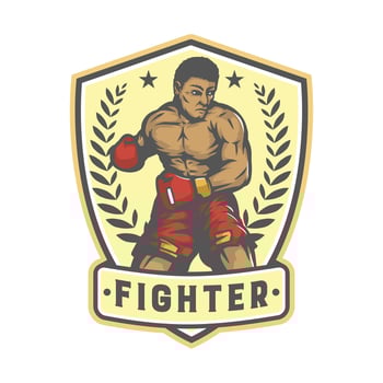 boxer in vintage retro style vector
