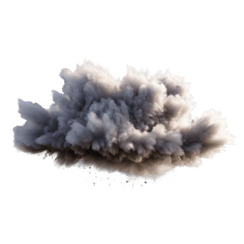 cloudy dust ground explosion on transparent background. png