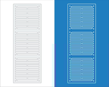 Architectural and technical visualization wireframe blueprint of grid-pattern perforated metal drain covers for drainage systems vector