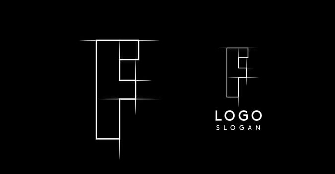 Letter F pencil drawn, architectural blueprint logo design, construction plan, technical drawing. Ideal for corporate branding, industrial projects, engineering firms. illustration vector