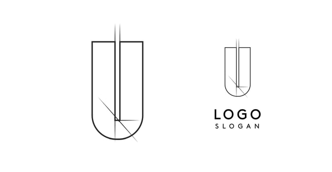 Letter U pencil drawn, architectural blueprint logo design, construction plan, technical drawing. Ideal for corporate branding, industrial projects, engineering firms. illustration vector