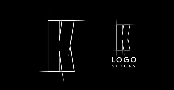 Letter K pencil drawn, architectural blueprint logo design, construction plan, technical drawing. Ideal for corporate branding, industrial projects, engineering firms. illustration vector