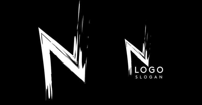 Brushstroke handdrawn letter N. Creative modern logo design, grunge imprint stylish initial logotype for corporate branding, business identity, and professional logos. illustration vector