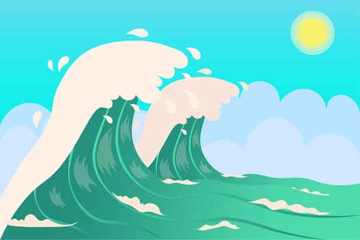 big wave illustration for summer vector