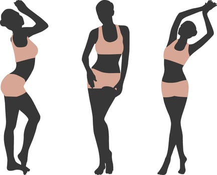 Set of silhouettes of sexy women in lingerie vector