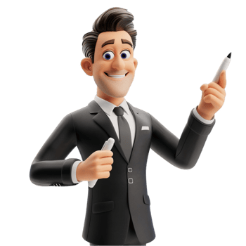 Cartoon Man in Suit Holding a Pen AI-Generativ png