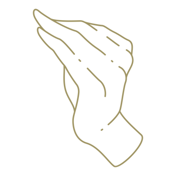 Simple illustration of raised up human hand drawn with golden lines png