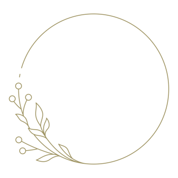 Floral line art circle frame design element png