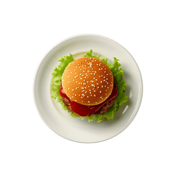 Fast Food Burger in plate isolated png