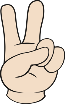 A hand with two fingers up and one finger down, peace png