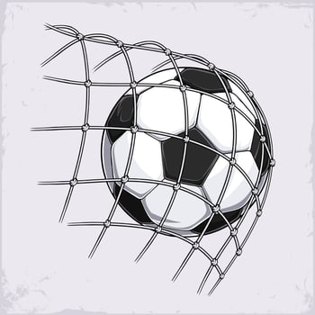 Hand drawn children Football Ball came in the gate Classic black white Soccer Ball Goal in the gate vector