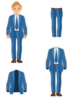 men business suit flat style illustration isolated on white background vector