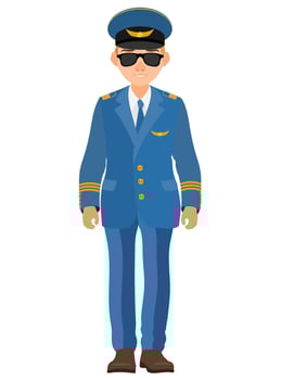 pilot uniform suit work clothes flat style illustration isolated on white background vector