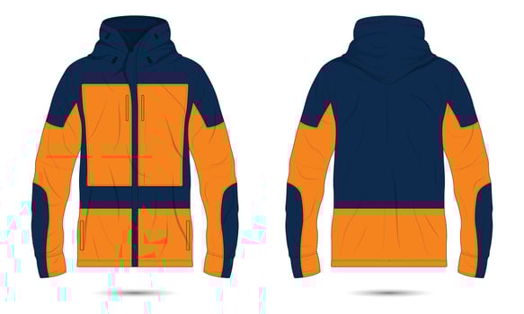 Outdoor hiking jacket illustration mockup front and back view vector