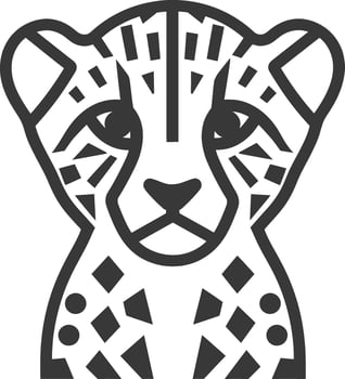 Cheetah cub portrait in black and white Simple and cute vector