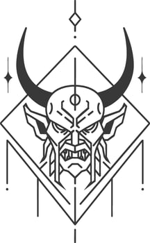 Demonic face in a geometric frame vector