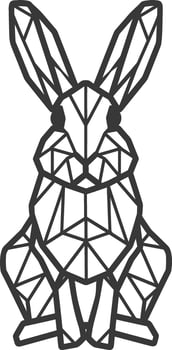 A geometric rabbit is shown in a black and white drawing vector