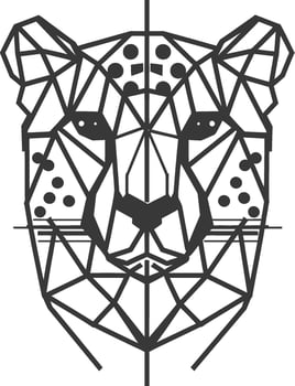 A black and white drawing of a leopard head vector