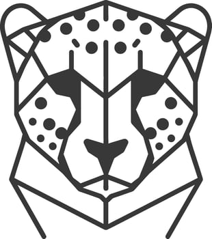 A black and white geometric drawing of a cheetah vector