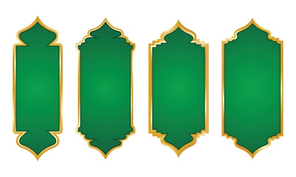 Set of elegant green and gold Islamic frames vector