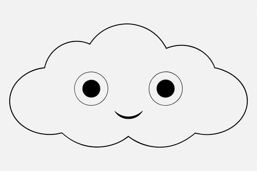 Cloud with White Background Illustration, Cartoon, Clipart, and Line Art Design, Cloud illustration, cartoon, clipart, and line art with a white background vector