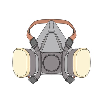 kids drawing cartoon illustration respirator icon Isolated on White vector