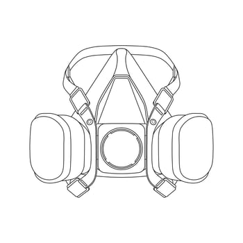 Hand drawn kids drawing cartoon illustration respirator icon Isolated on White vector