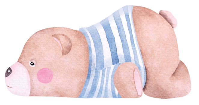Lazy bear cartoon.Teddy bear brown sleeping.Cute animal.Hand draw with watercolor.Suitable for kids. png