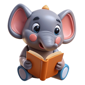Cute Elephant Animal Read A Book 3d Style png