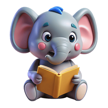 Cute Elephant Animal Read A Book 3d Concept png
